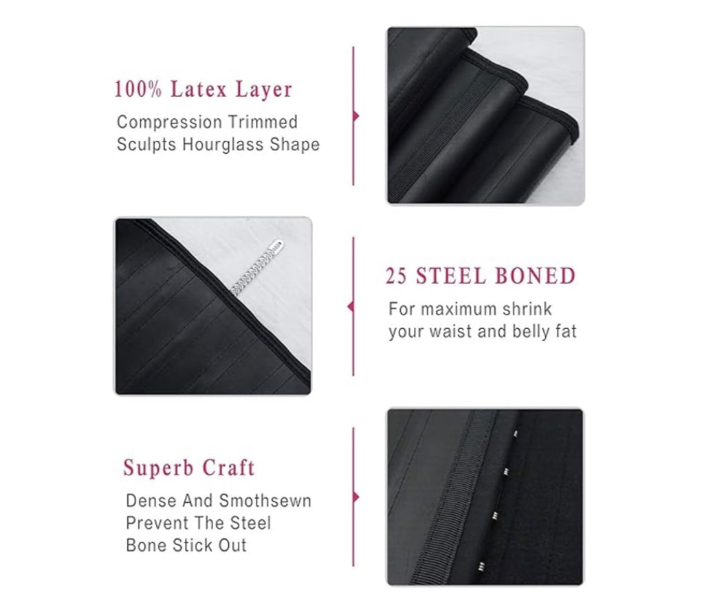 Steel bone latex waist trainer belly slimming